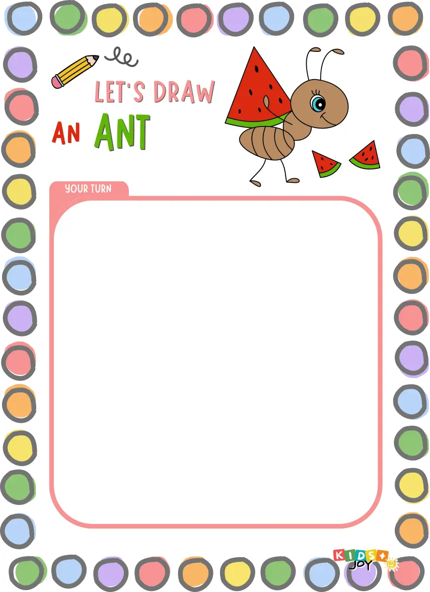 Lets draw a cartoon ant step by step