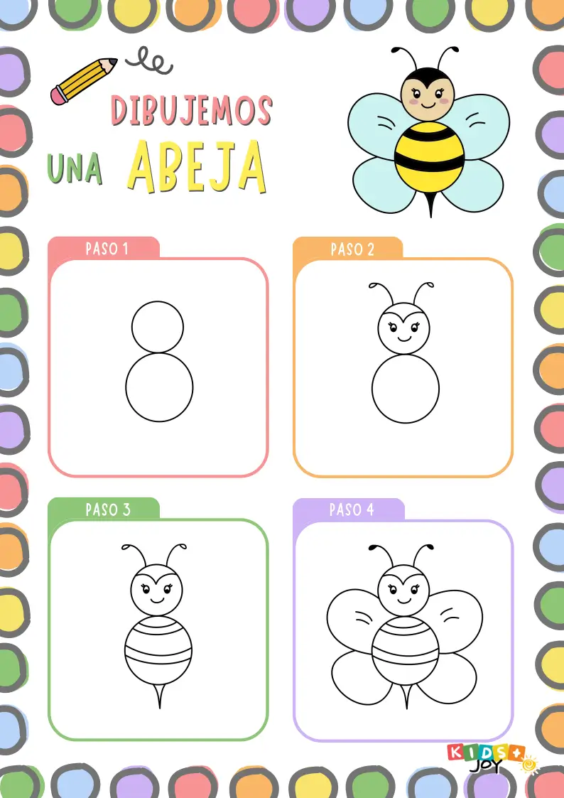 como dibujar una abeja feliz paso a paso