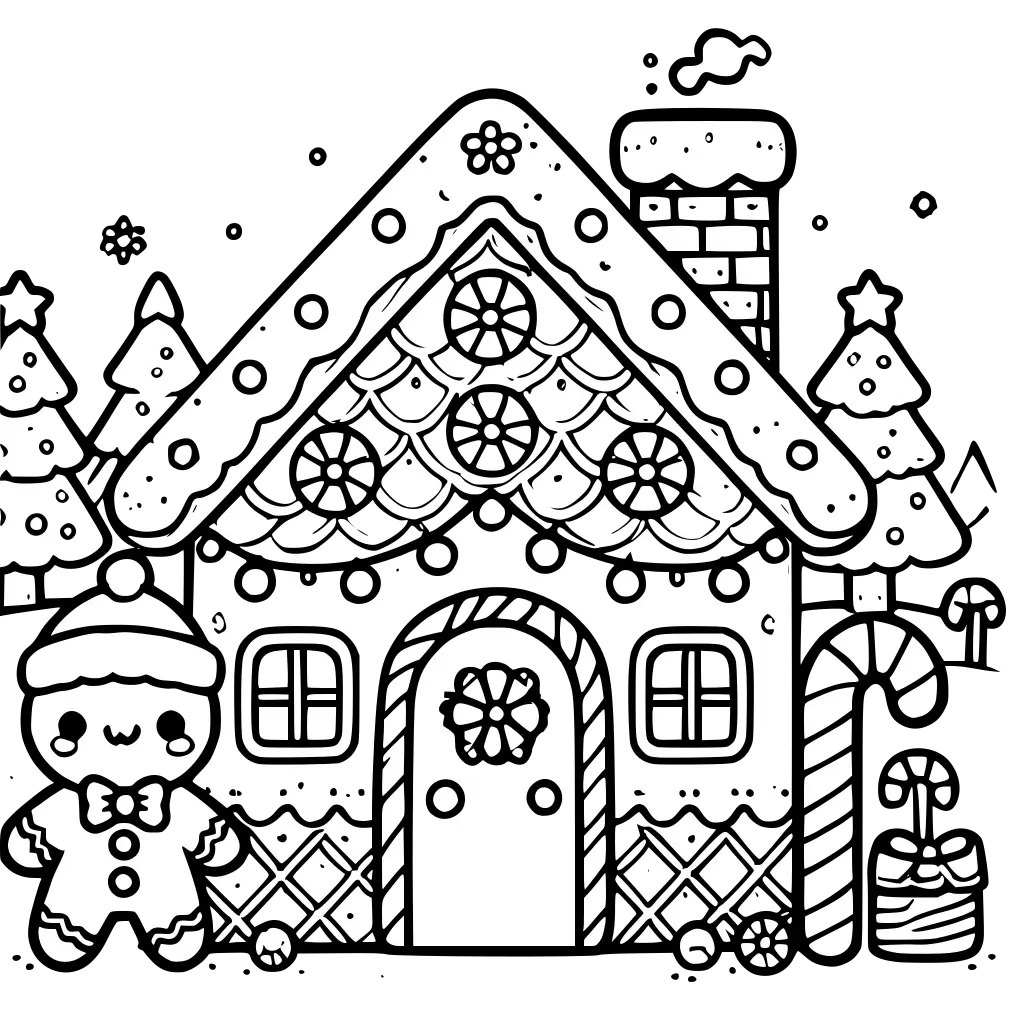 Christmas Gingerbread house coloring page