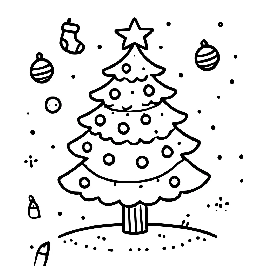 Easy Christmas Tree coloring page