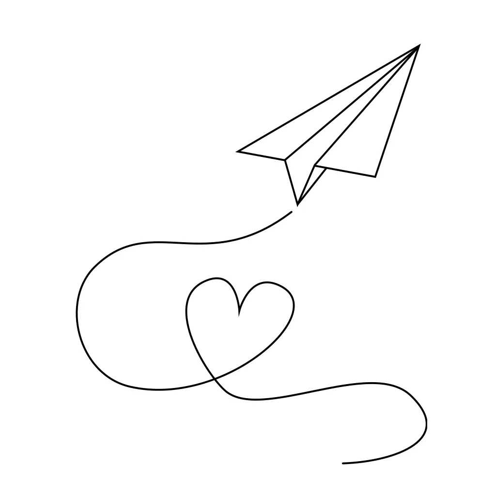 Einfaches fliegendes Papierflugzeug Ausmalbild zum Ausdrucken