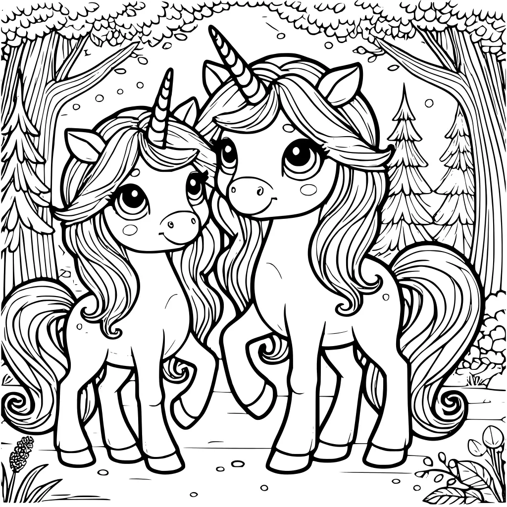 Einhorn Pärchen Ausmalbild zum Ausdrucken
