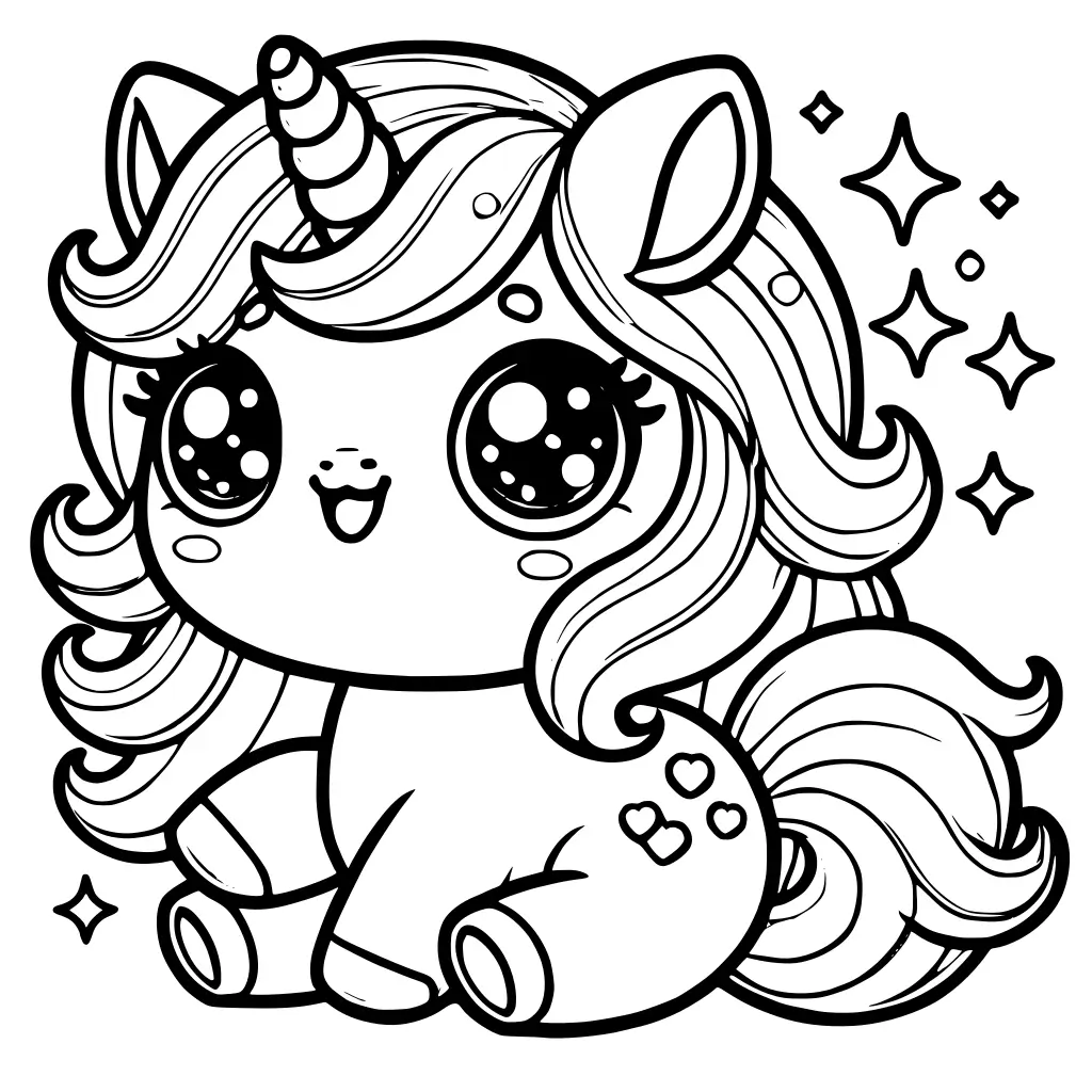 Kawaii Einhorn Ausmalbild zum Ausdrucken