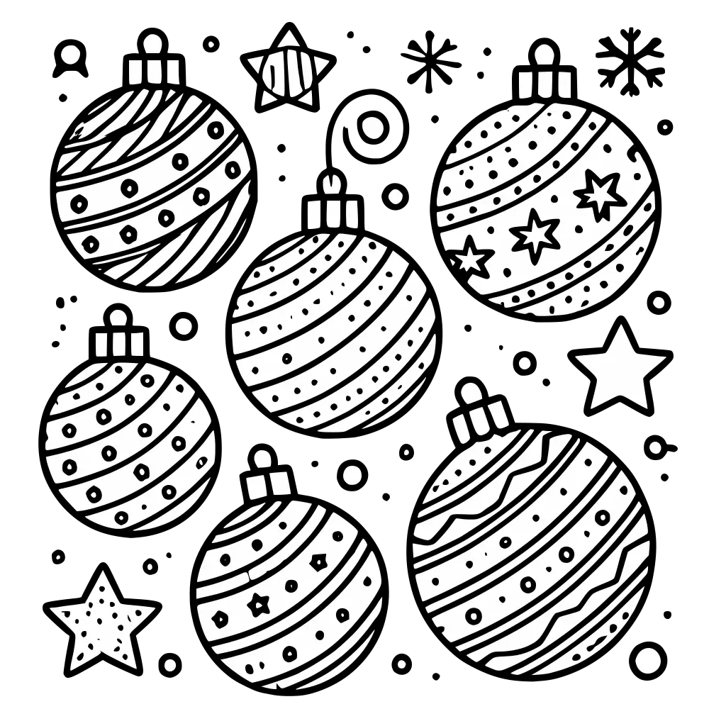 Set of Christmas Ornaments coloring page