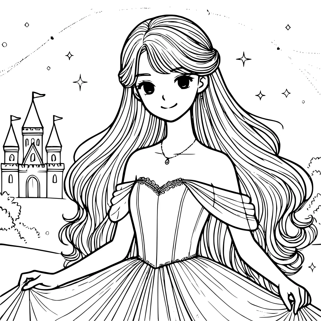 Süße Prinzessin Ausmalbild zum Ausdrucken