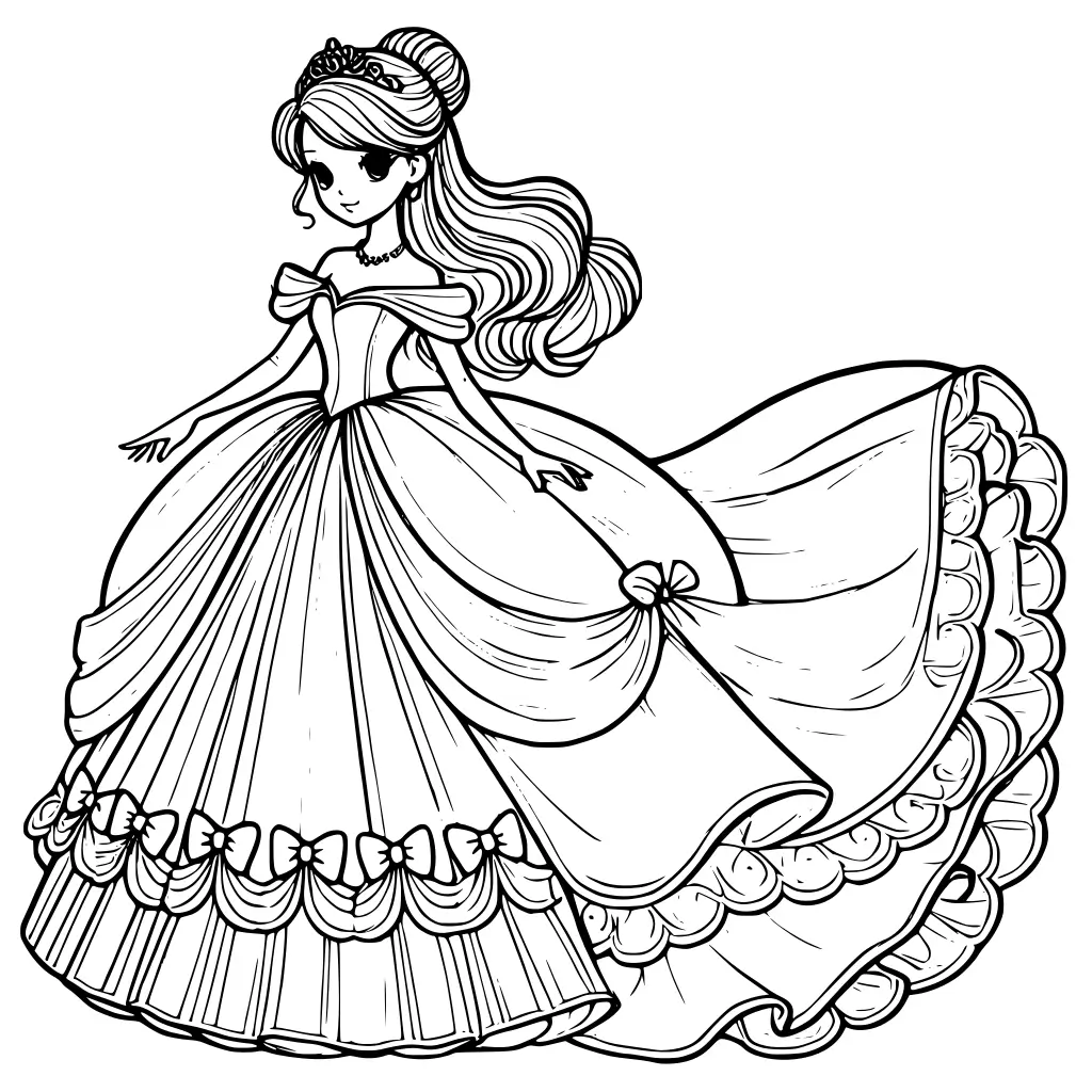 Wunderschöne Barbie-Prinzessin Ausmalbild zum Ausdrucken