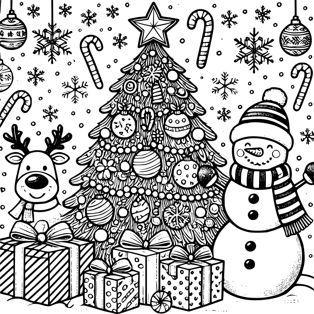 Cute christmas tree coloring page