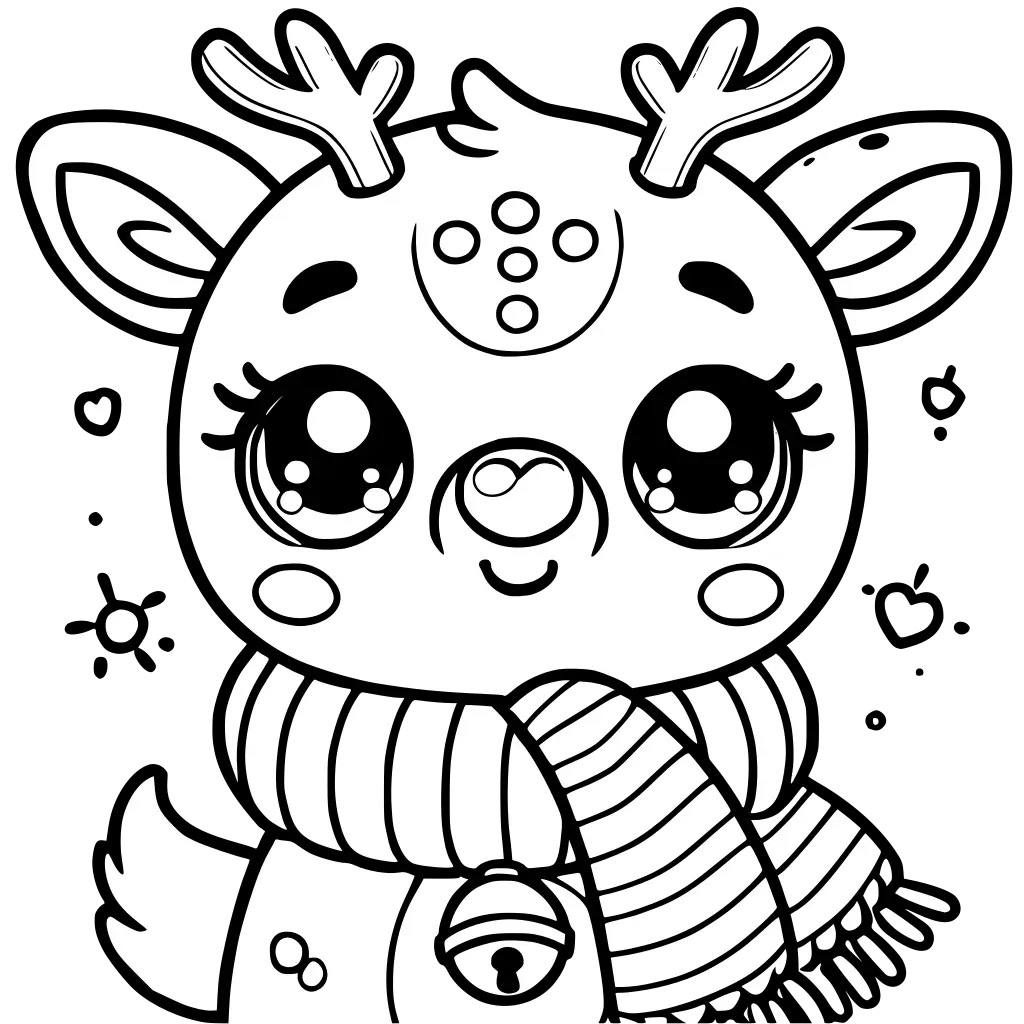 Kawaii Christmas Reindeer coloring page