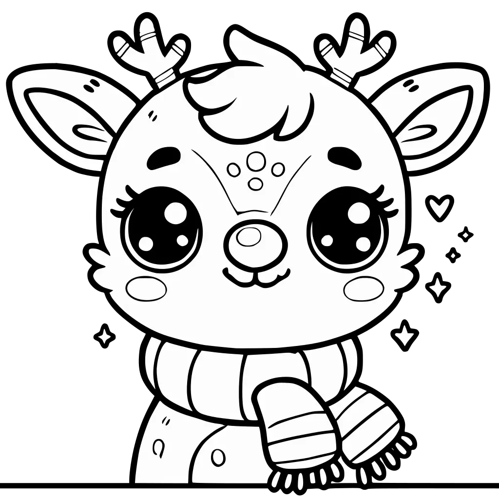 Kawaii Rudolph coloring page