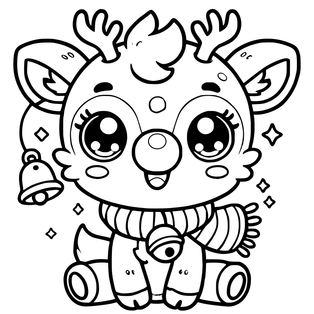 Kawaii Rudolph the Reindeer coloring page