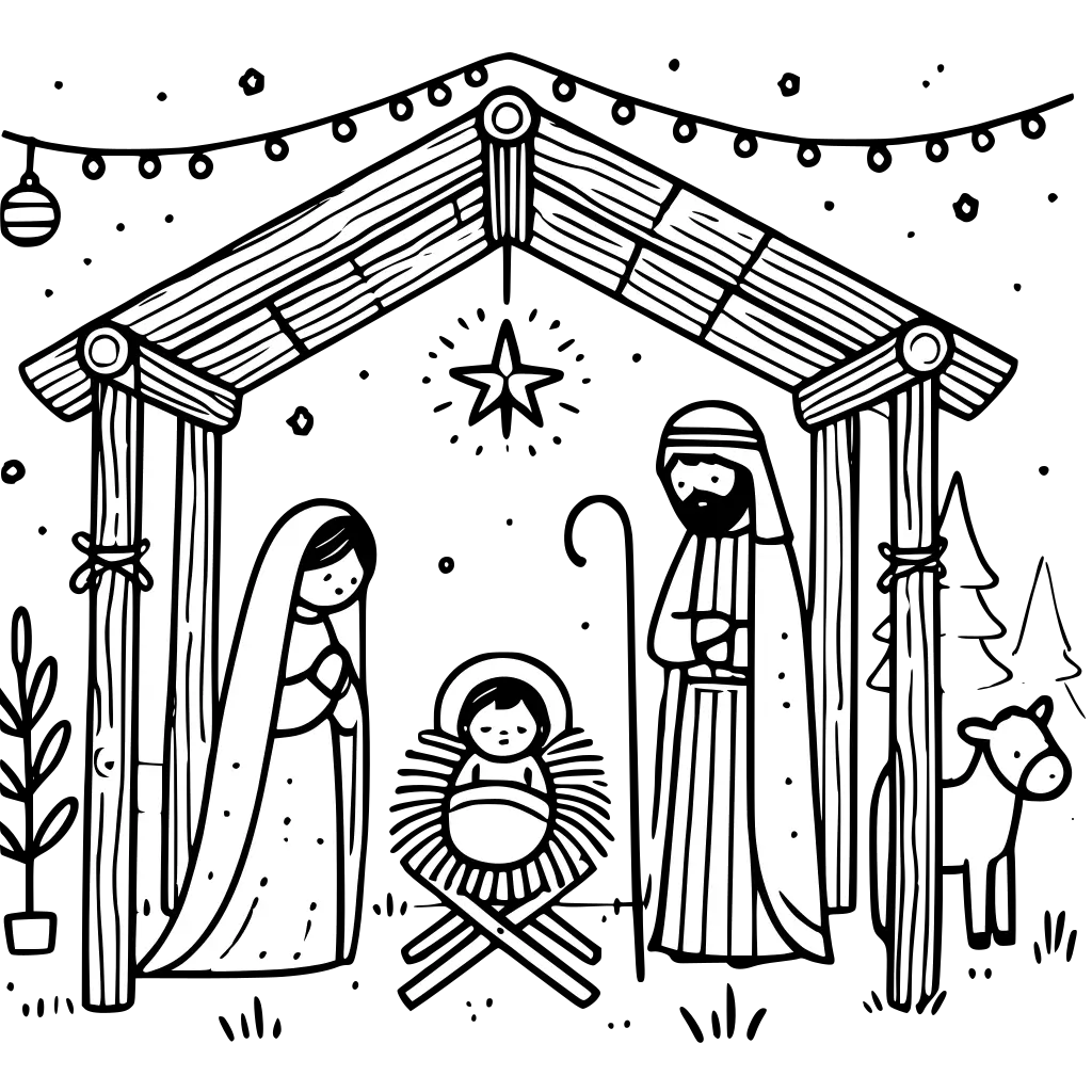 Nativity Scene coloring page