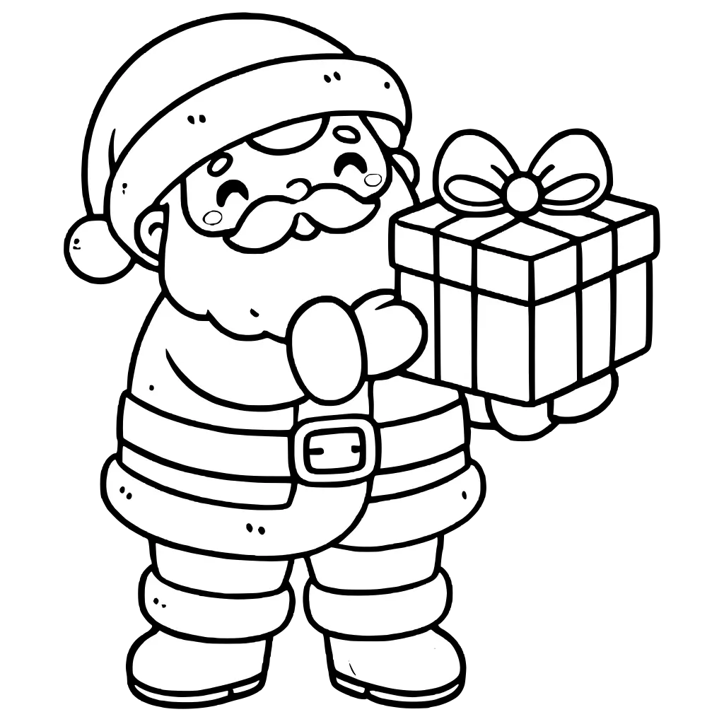 Santa Claus with a present coloring page